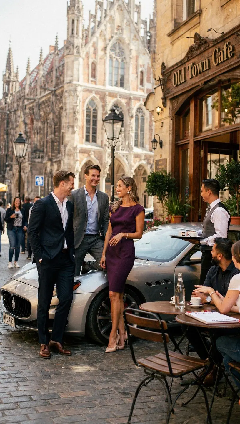 Služební řidič v obleku připravuje vůz pro důležitou obchodní schůzku.